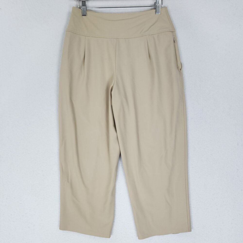 Athleta Pants Women 4 Petite Cream Stellar Wide Leg Crop Side Zip Stretch Casual - Picture 10 of 15